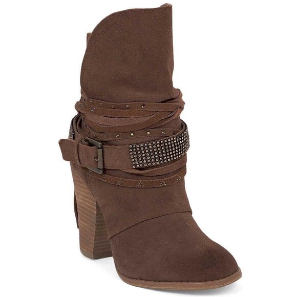 Naughty Monkey Santa Anna Leather Suede Ankle Boots Sz 9 Heels Western Wmn - Picture 3 of 12